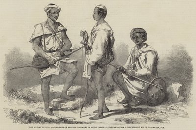 El motín en India, Goorkahs del 66º Regimiento en su traje nacional de William Carpenter